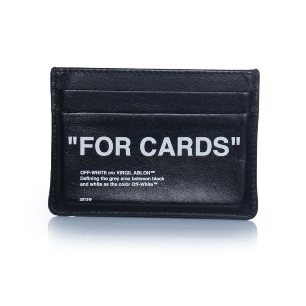 Off-white, black leather card holder